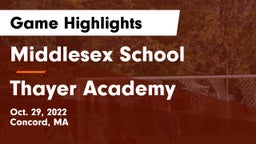 Middlesex School vs Thayer Academy  Game Highlights - Oct. 29, 2022