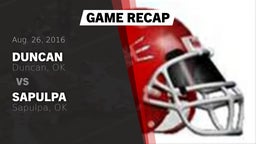 Recap: Duncan  vs. Sapulpa  2016