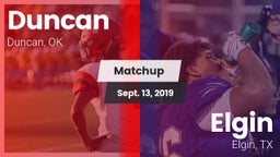 Matchup: Duncan  vs. Elgin  2019