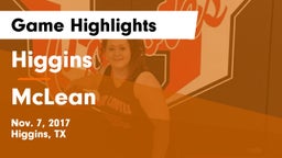 Higgins  vs McLean  Game Highlights - Nov. 7, 2017