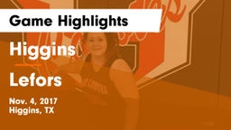 Higgins  vs Lefors  Game Highlights - Nov. 4, 2017