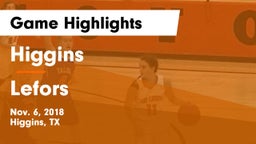 Higgins  vs Lefors  Game Highlights - Nov. 6, 2018