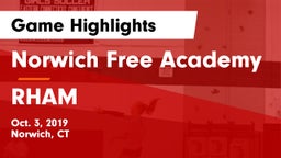 Norwich Free Academy vs RHAM Game Highlights - Oct. 3, 2019