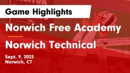 Norwich Free Academy vs Norwich Technical  Game Highlights - Sept. 9, 2023