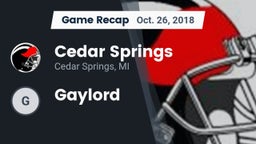 Recap: Cedar Springs  vs. Gaylord 2018