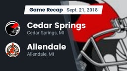 Recap: Cedar Springs  vs. Allendale  2018