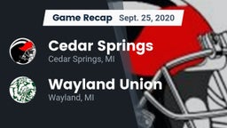 Recap: Cedar Springs  vs. Wayland Union  2020