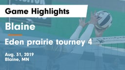 Blaine  vs Eden prairie tourney 4 Game Highlights - Aug. 31, 2019