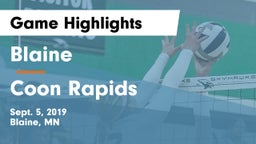 Blaine  vs Coon Rapids  Game Highlights - Sept. 5, 2019