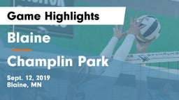 Blaine  vs Champlin Park  Game Highlights - Sept. 12, 2019