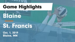 Blaine  vs St. Francis  Game Highlights - Oct. 1, 2019