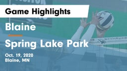 Blaine  vs Spring Lake Park  Game Highlights - Oct. 19, 2020
