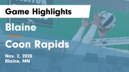 Blaine  vs Coon Rapids  Game Highlights - Nov. 2, 2020