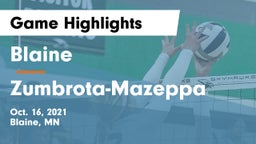 Blaine  vs Zumbrota-Mazeppa  Game Highlights - Oct. 16, 2021
