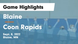 Blaine  vs Coon Rapids  Game Highlights - Sept. 8, 2022