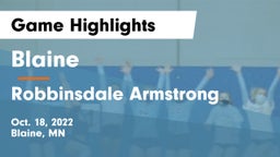 Blaine  vs Robbinsdale Armstrong  Game Highlights - Oct. 18, 2022