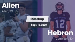Matchup: Allen  vs. Hebron  2020