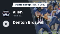 Recap: Allen  vs. Denton Braswell 2020