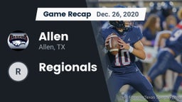 Recap: Allen  vs. Regionals 2020