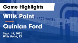 Wills Point  vs Quinlan Ford  Game Highlights - Sept. 16, 2022
