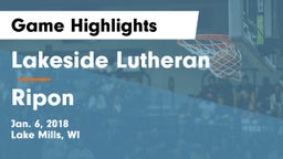 Lakeside Lutheran  vs Ripon  Game Highlights - Jan. 6, 2018