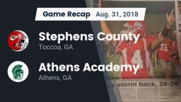Recap: Stephens County  vs. Athens Academy 2018