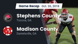 Recap: Stephens County  vs. Madison County  2018