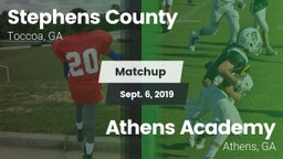 Matchup: Stephens County vs. Athens Academy 2019