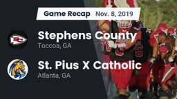 Recap: Stephens County  vs. St. Pius X Catholic  2019