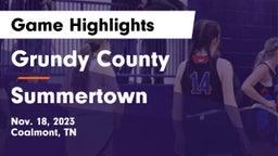 Grundy County  vs Summertown  Game Highlights - Nov. 18, 2023