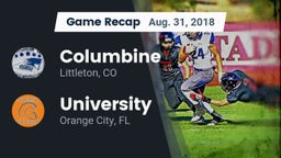 Recap: Columbine  vs. University  2018