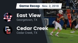 Recap: East View  vs. Cedar Creek  2018