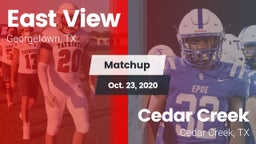 Matchup: East View High vs. Cedar Creek  2020