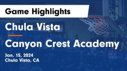 Chula Vista  vs Canyon Crest Academy Game Highlights - Jan. 15, 2024