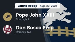 Recap: Pope John XXIII  vs. Don Bosco Prep  2021