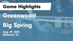 Greenwood   vs Big Spring  Game Highlights - Aug. 29, 2023
