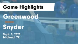 Greenwood   vs Snyder  Game Highlights - Sept. 5, 2023