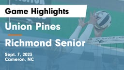 Union Pines  vs Richmond Senior  Game Highlights - Sept. 7, 2023
