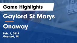 Gaylord St Marys vs Onaway Game Highlights - Feb. 1, 2019