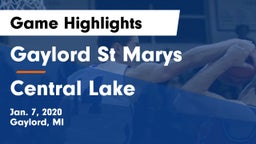 Gaylord St Marys vs Central Lake Game Highlights - Jan. 7, 2020