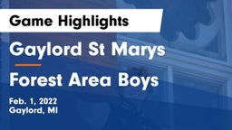 Gaylord St Marys vs Forest Area Boys Game Highlights - Feb. 1, 2022