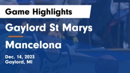 Gaylord St Marys vs Mancelona  Game Highlights - Dec. 14, 2023