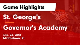 St. George's  vs Governor's Academy Game Highlights - Jan. 24, 2018