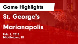 St. George's  vs Marianapolis Game Highlights - Feb. 2, 2018