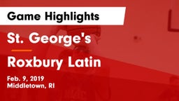 St. George's  vs Roxbury Latin  Game Highlights - Feb. 9, 2019