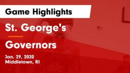 St. George's  vs Governors Game Highlights - Jan. 29, 2020