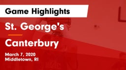 St. George's  vs Canterbury Game Highlights - March 7, 2020