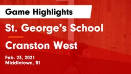 St. George's School vs Cranston West  Game Highlights - Feb. 23, 2021
