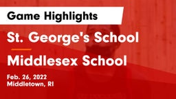 St. George's School vs Middlesex School Game Highlights - Feb. 26, 2022
