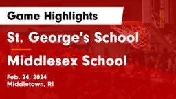 St. George's School vs Middlesex School Game Highlights - Feb. 24, 2024
